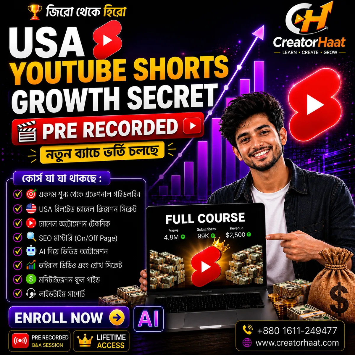 USA YouTube Shorts Growth Secret Course Cover